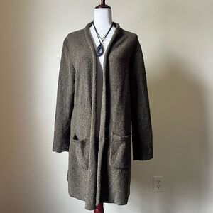 Vintage Territory Ahead Lambswool Cardigan Sweater Duster Olive Green Marled XL